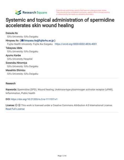 Pdf Systemic And Topical Administration Of Spermidine Accelerates