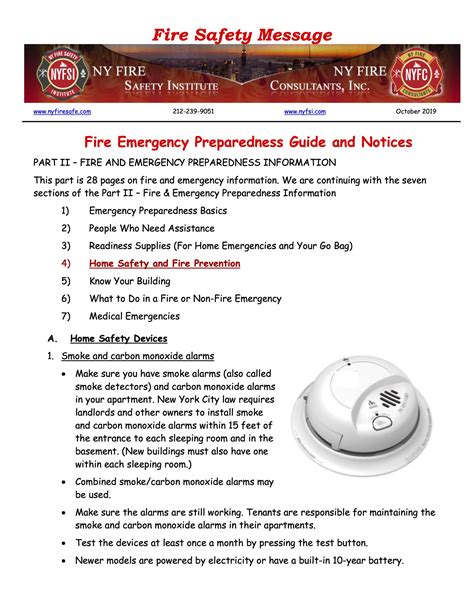 October 2019 Fire Safety Message Ny Fire Consultants Inc