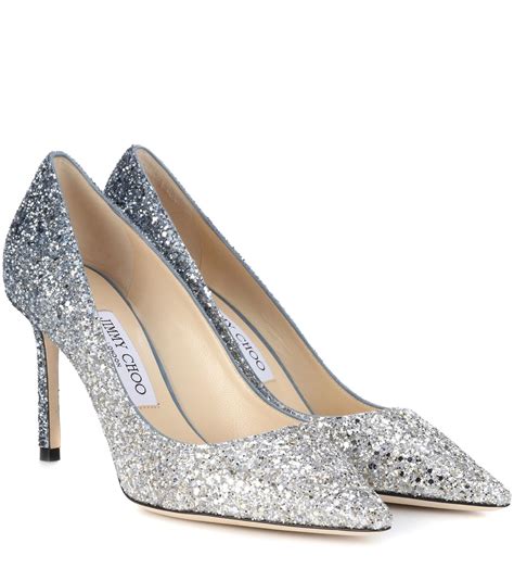 Jimmy Choo Romy 85 Glitter Pumps in Metallic (Blue) - Lyst