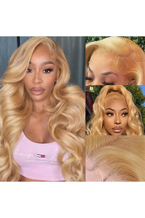 Honey Blonde Lace Front Wig Human Hair X Colored Body Wave Lace Front Wig Human H Honey
