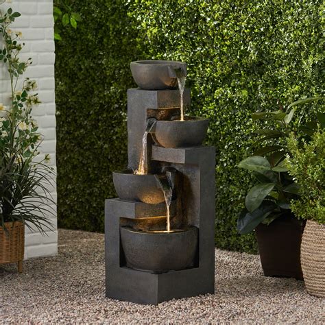 Dakota Fields Hand Crafted Weather Resistant Floor Fountain With Light