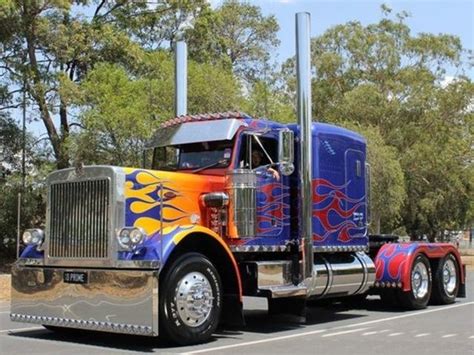 Peterbilt 359 Flames Paint Big Trucks Peterbilt Trucks