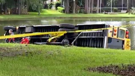 Florida school bus driver fired following crash into pond