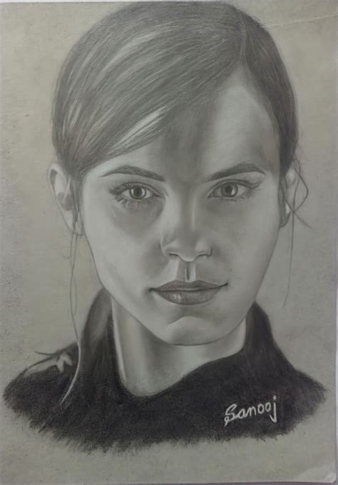 Emma Watson Pencil Sketch Portrait Drawing Emmawatson Pencilsketch