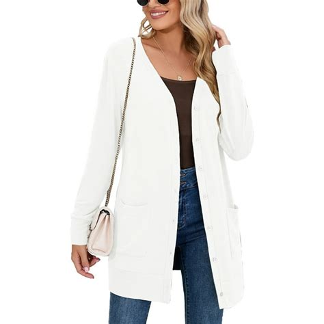 Showmall Women Lightweight Cardigan Long Sleeve Button Down V Neck Casual Lightweight Knit