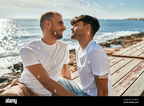 Romantic Gay Couple At The Beach Stock Photo Alamy