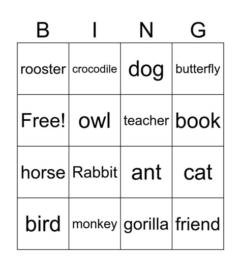 My Friends Bingo Card