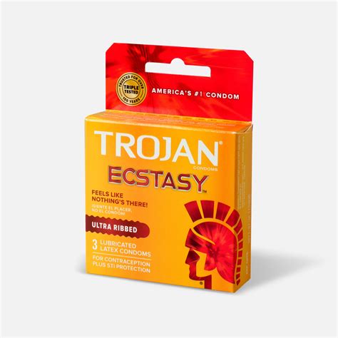 Trojan Ecstasy Ribbed Condoms 3 Ea