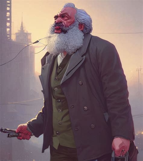 Krea Ai Highly Detailed Portrait Karl Marx As Buff Gangste