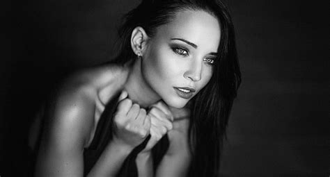 HD Wallpaper Women Angelina Petrova Face Portrait Monochrome