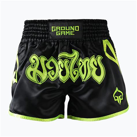 Spodenki Treningowe M Skie Ground Game Muay Thai Neon Czarny Zielony