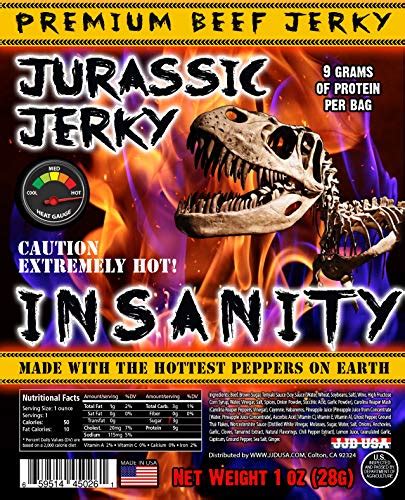 Insanity And Inferno X Beef Jerky With Jurassic Jerkys Special Blend Of Carolina Reaper