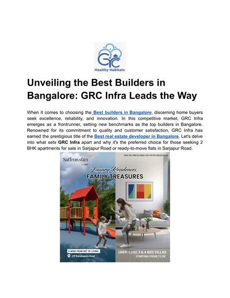 PPT Unveiling The Best Builders In Bangalore GRC Infra Leads The Way