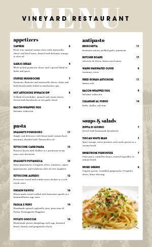 Free Italian Menu Template Designs Musthavemenus