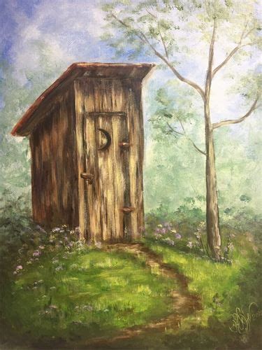 Outhouse In Moonlight Photo Art Painting Art