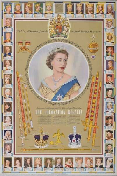 1953 Coronation Regalia Of Queen Elizabeth II Poster For National