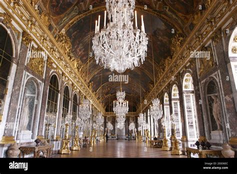 Signature Du Trait De Versailles Dans La Salle Des Miroirs Banque De