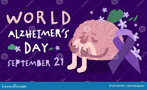 World Alzheimers Day September 21 Editable Vector Illustration Stock