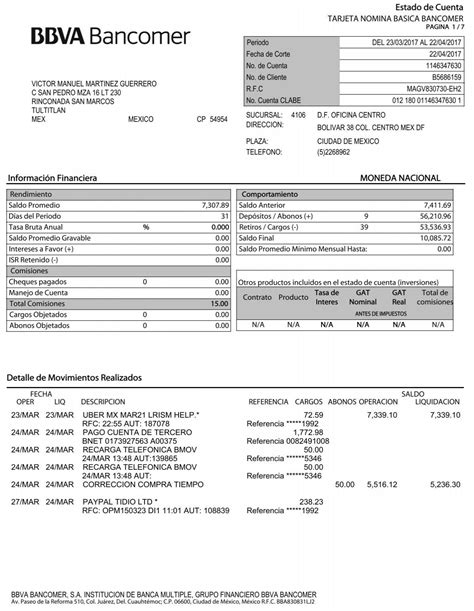 Bbva Bancomer Estado De Cuenta Tarjeta De Credito Varias Tarjetas