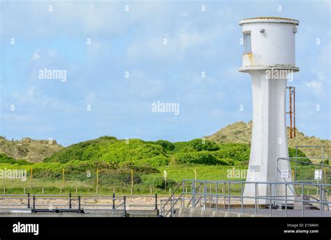 White lighthouse in Littlehampton, West Sussex, England, UK Stock Photo ...