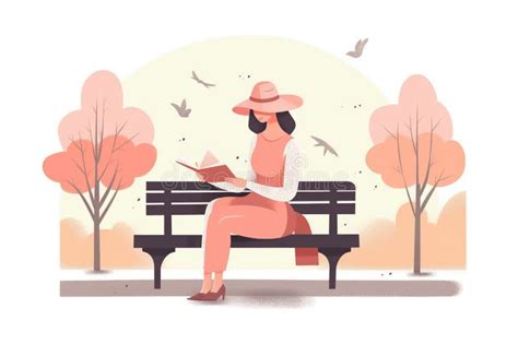 Woman Reading Book Park Stock Illustrations 996 Woman Reading Book