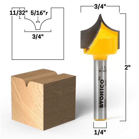 Radius Point Cutting Round Over Groove Router Bit Shank