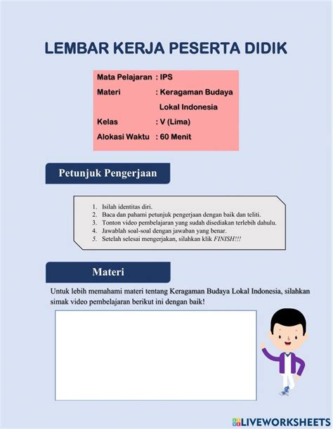 Keragaman Budaya Lokal Indonesia Worksheet Live Worksheets