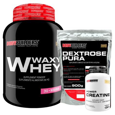 Kit Whey Protein Waxy Whey Pote 2kg Power Creatina 100g Dextrose