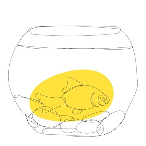 Poissons Dans Un Dessin D Aquarium Par Une Ligne Continue Croquis