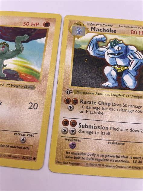 Mavin Pokemon Base Set St Ed Shadowless Machop Machoke