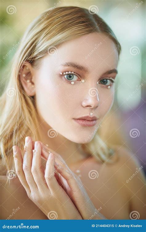 Makeup With Pearls Stock Image Image Of Blonde Girl