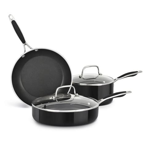 Kitchenaid Aluminum Nonstick Onyx Black 5 Piece Cookware Set Overstock 8960282 Cookware