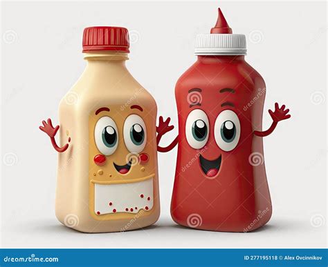 Mayo Ketchup And Mustard Stains Cartoon Sauce Dip Sauce Splash Junk