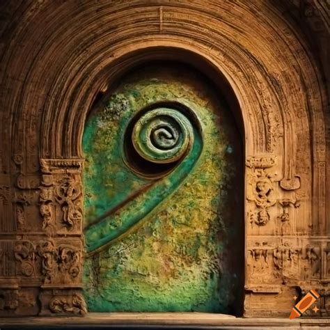 Baroque Door With Spiral Galaxy Engraving On Sandstone Wall On Craiyon