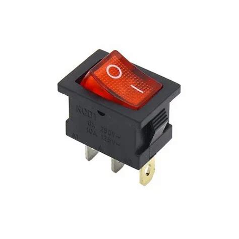 ESRDNS Red Rocker Switch With Neon Indicator Light Rectangular 3 Pin