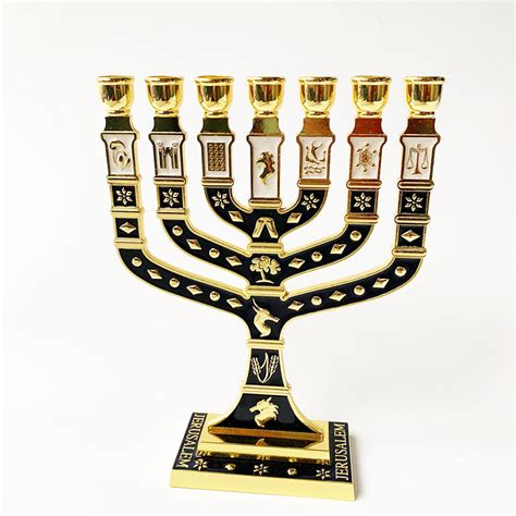 Seven Branch Brass Menorah Brass With Mother Of Pearl Inlay 7 Light 7