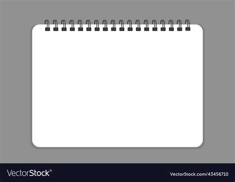 Spiral Bound Notebook Mockup Horizontal Blank Vector Image