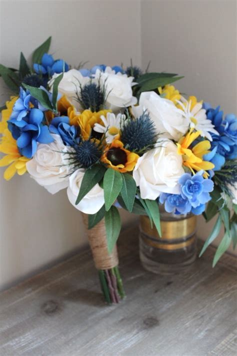 Sunflowers In Silk Bridal Bouquet Wedding Flowers — Silk Wedding