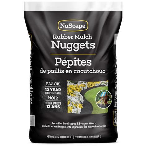 NuScape Black Recycled Rubber Mulch Nuggets 22 6 L Bag covering 4 8 ft²