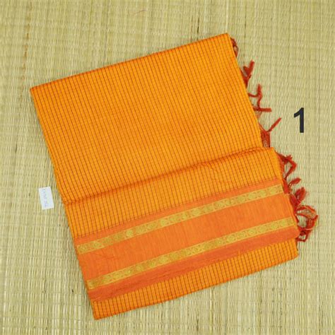 9 Yards Saree Readymade Madisar Orange Semi Silk Madisar