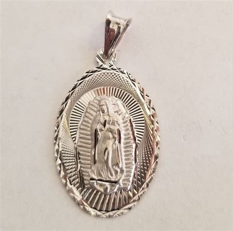 14 K Solid White Gold Blessed Virgin Mary Charm Pendant 24 G Etsy