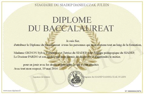 Diplome Du Baccalaureat