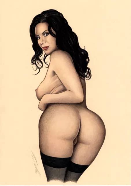 Weiblicher Akt Original Drawing Zeichnung Nude Woman Pin Up Naked