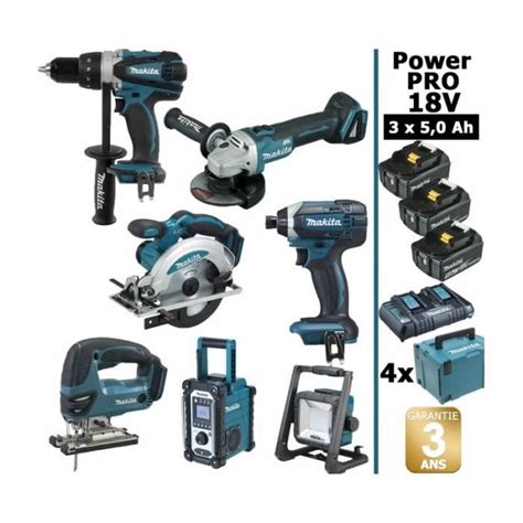 Pack Makita Power PRO 7 Outils 18V DDF458 DGA504 DTD152 DJV180 DSS610