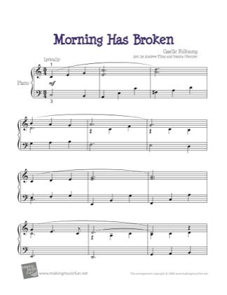 Morning Has Broken - Kids Free Piano Sheet Music PDF