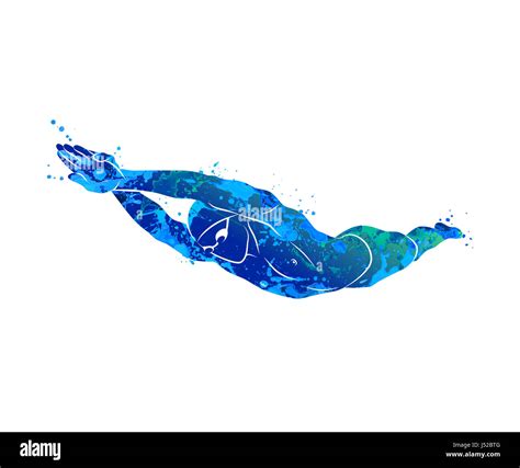 A Swimmer Dives Into The Water From Splash Of Watercolors Photo