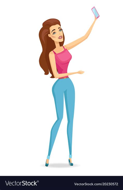 Slim Girl Making Selfie Royalty Free Vector Image