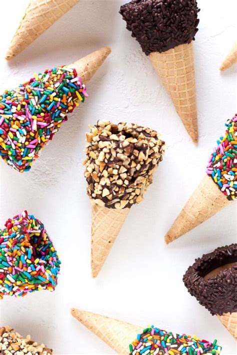 Chocolate Dipped Ice Cream Cones • The Three Snackateers In 2021 Dipped Ice Cream Cones