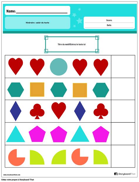 Feuille De Travail Sur Les Motifs De Couleurs Des Formes