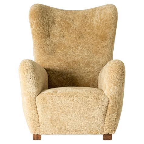 Pair S Fritz Hansen Danish Modern Lounge Chairs In Sheepskin And